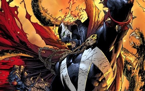 Vivid comic panel showing a chained, armored black-and-white creature